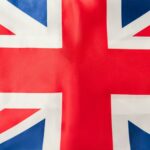 top view of british flag with red cross